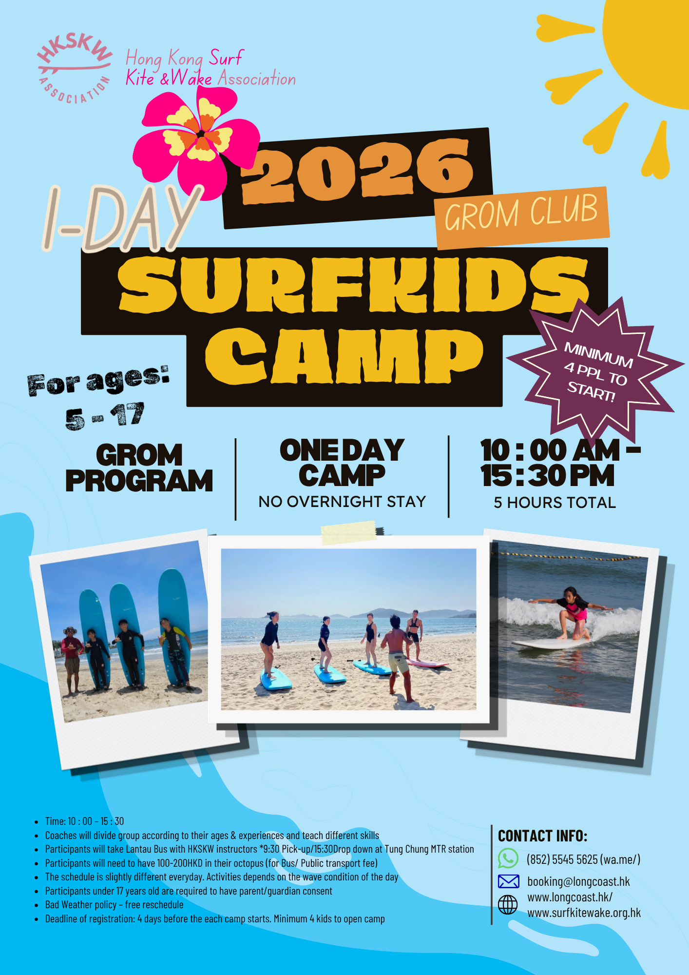 Grom 1-Day surfkids (YD1SC, non-overnight)